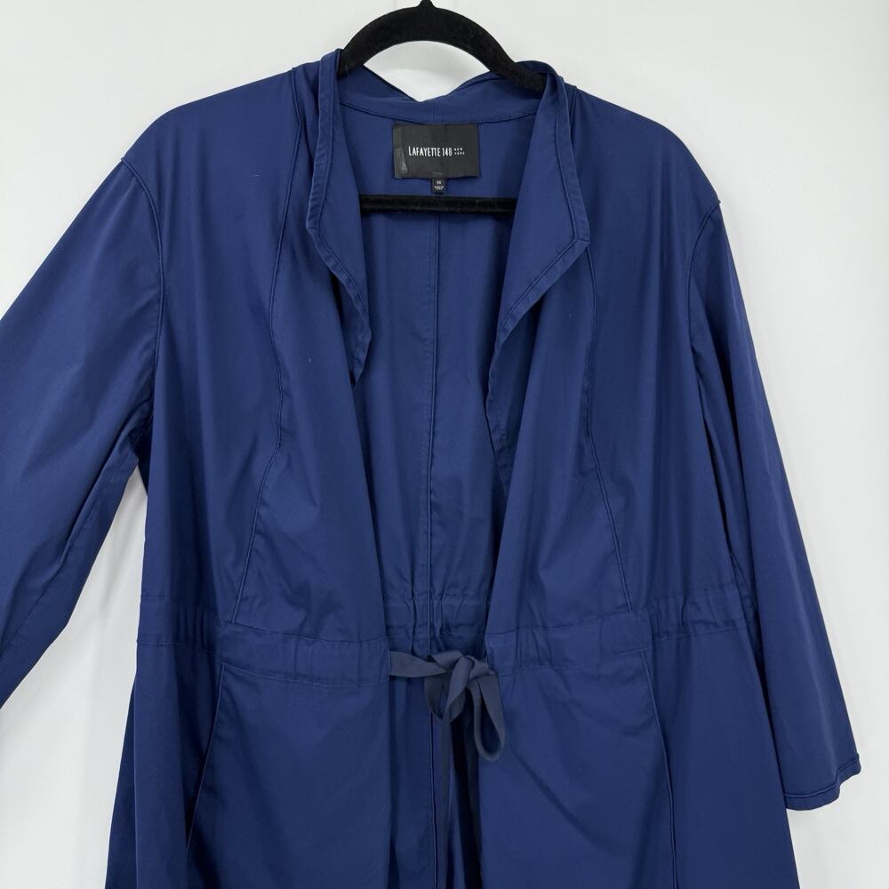 Lafayette 148 Topper Jacket 1X Tie Cinch Navy Blue 3/4 Sleeve Lightweight - Picture 3 of 13